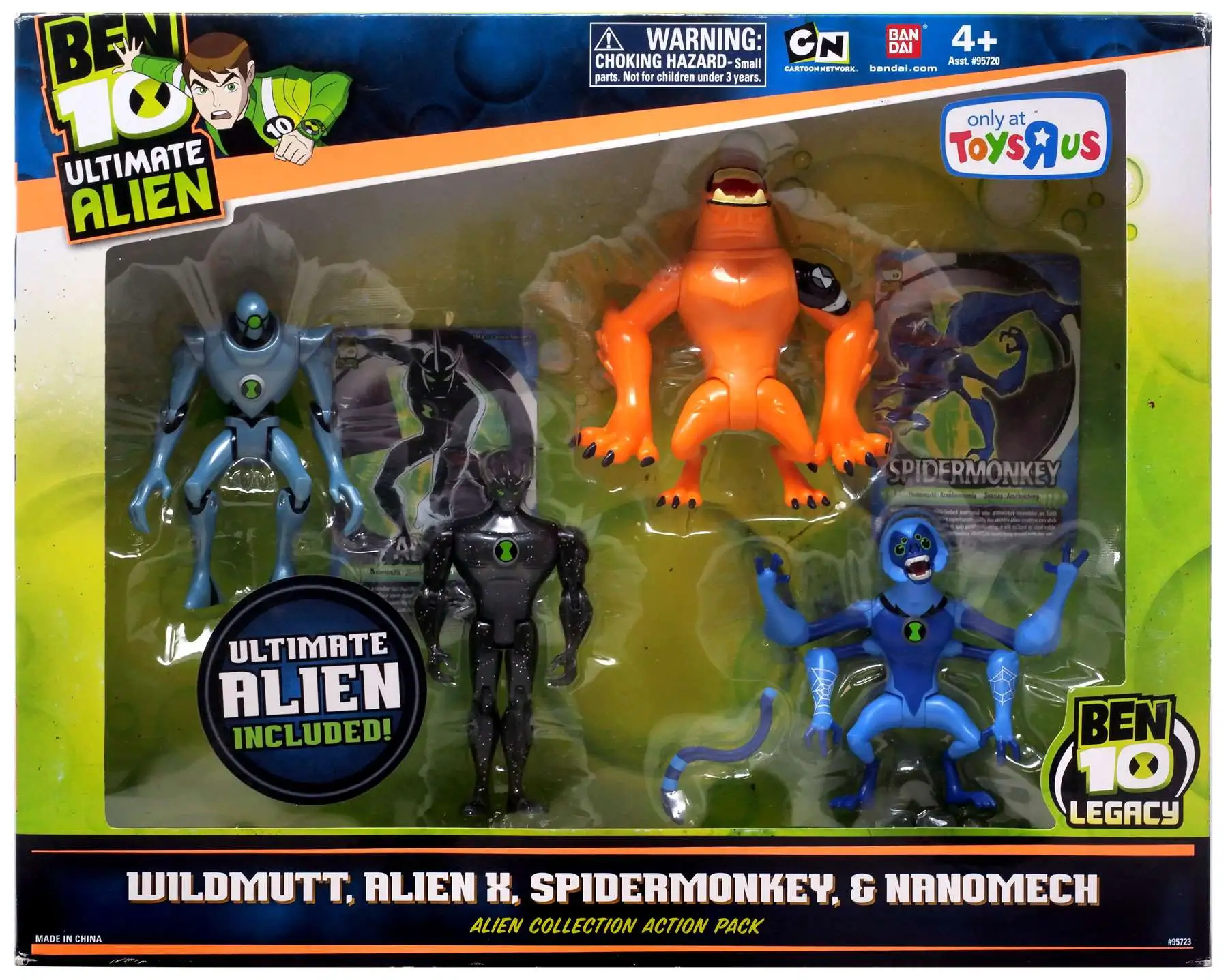 Ben 10 Ultimate Alien Wildmutt, Alien X, Spidermonkey Nanomech Exclusive 4  Action Figure 4-Pack Action Pack 2 Bandai America - ToyWiz
