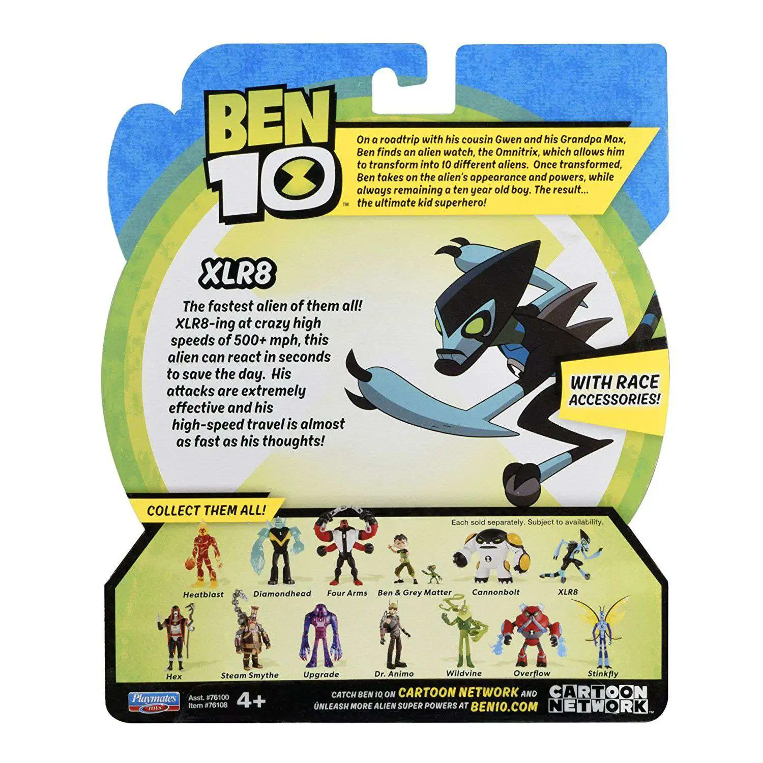 Ben 10 XLR8 With Race Accessories 12 cm 5 in Action Figure #76108 Brand New 