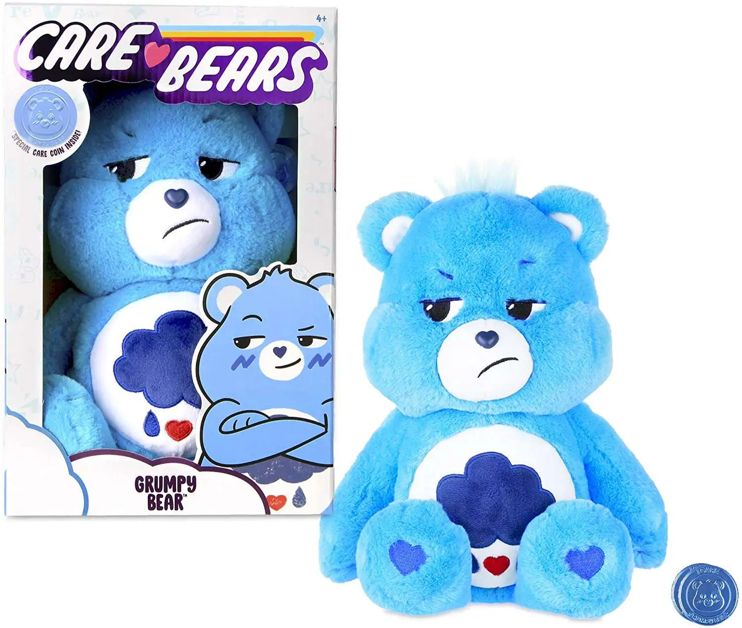 Care Bears Grumpy Bear 14 Plush with Collectible Coin Basic Fun - ToyWiz
