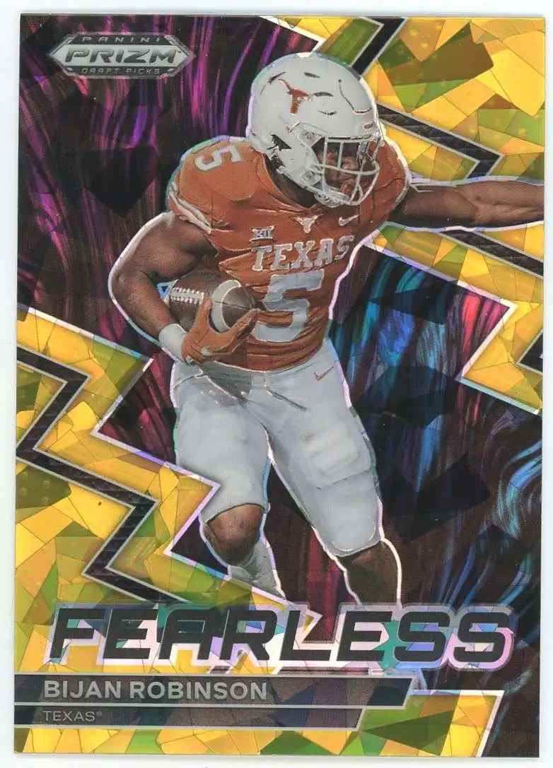 NFL 2023 Panini Prizm Draft Picks Gold Ice Prizm Bijan Robinson F-21 [Rookie, Fearless]