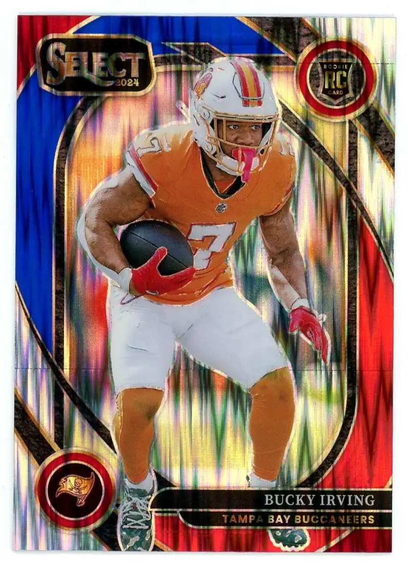 NFL 2024 Panini Select Football Red & Blue Shock Prizm Club Level Bucky Irving #239 [Rookie]