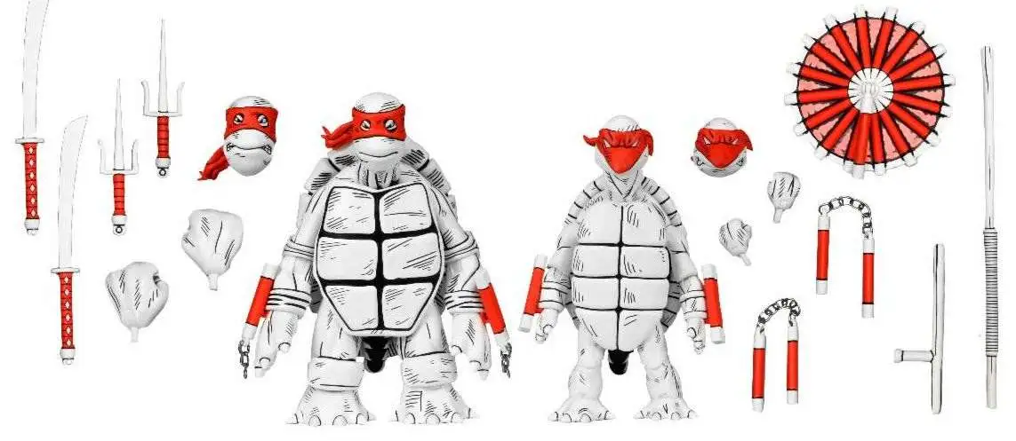 NECA Teenage Mutant Ninja Turtles Mirage Comics First Sketch Turtles Action Figure 2-Pack [Black & White]