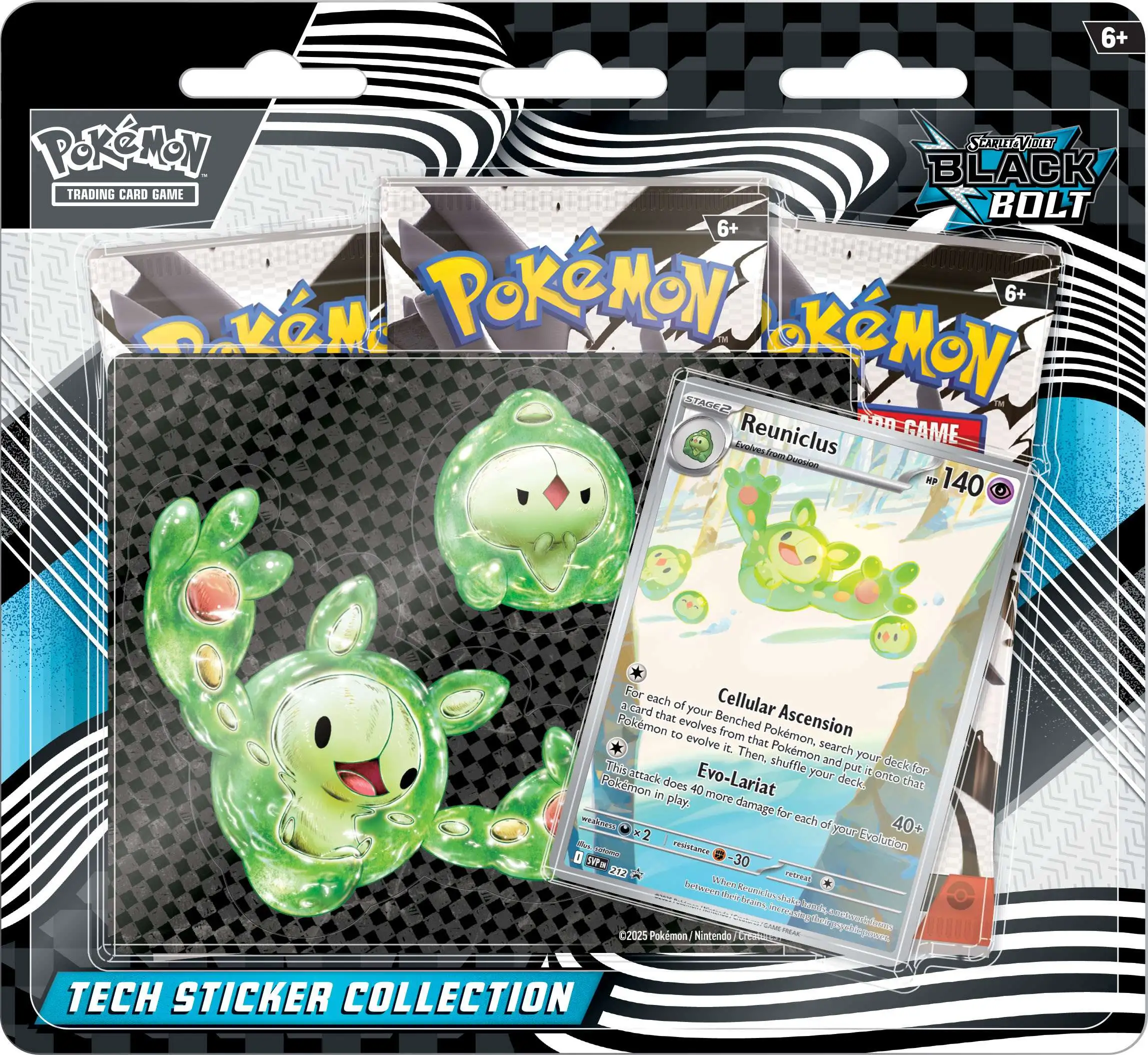 Pokemon Scarlet & Violet Black Bolt Reuniclus Tech Sticker Collection [3 Booster Packs, Foil Promo Card & Sticker]