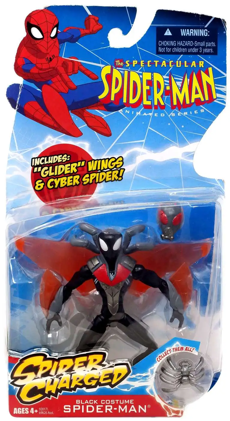 The Spectacular Spider-Man Spider-Charged Black Costume Spider-Man Action  Figure Glider Wings Cyber Spider Hasbro Toys - ToyWiz