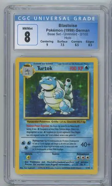 Pokemon Base Set Blastoise Base Set Holo German Graded Card #2 [CGC 8]