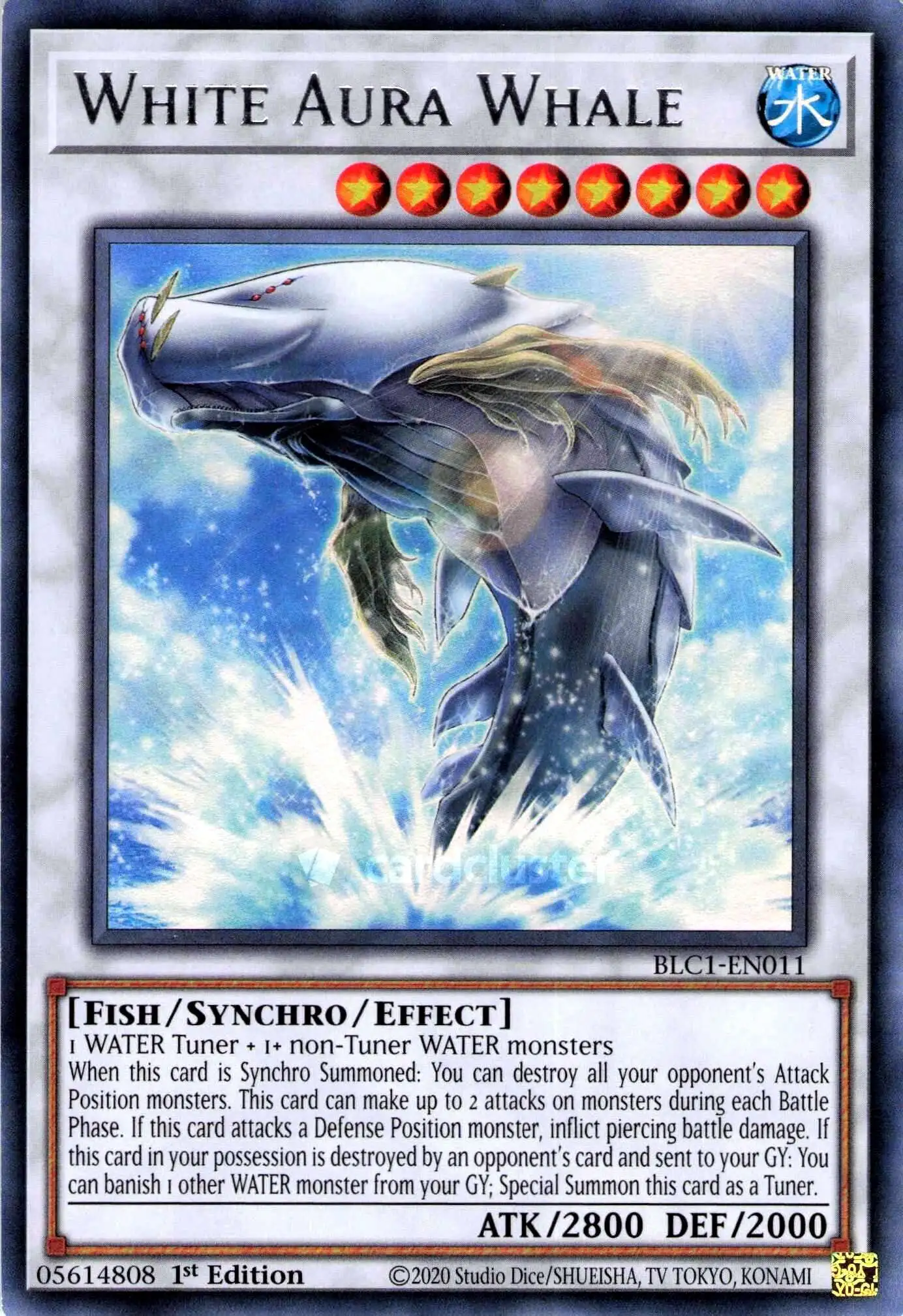 YuGiOh Trading Card Game Battles of Legend: Chapter 1 Ultra Rare White Aura  Whale BLC1-EN011 [Silver Name Version]