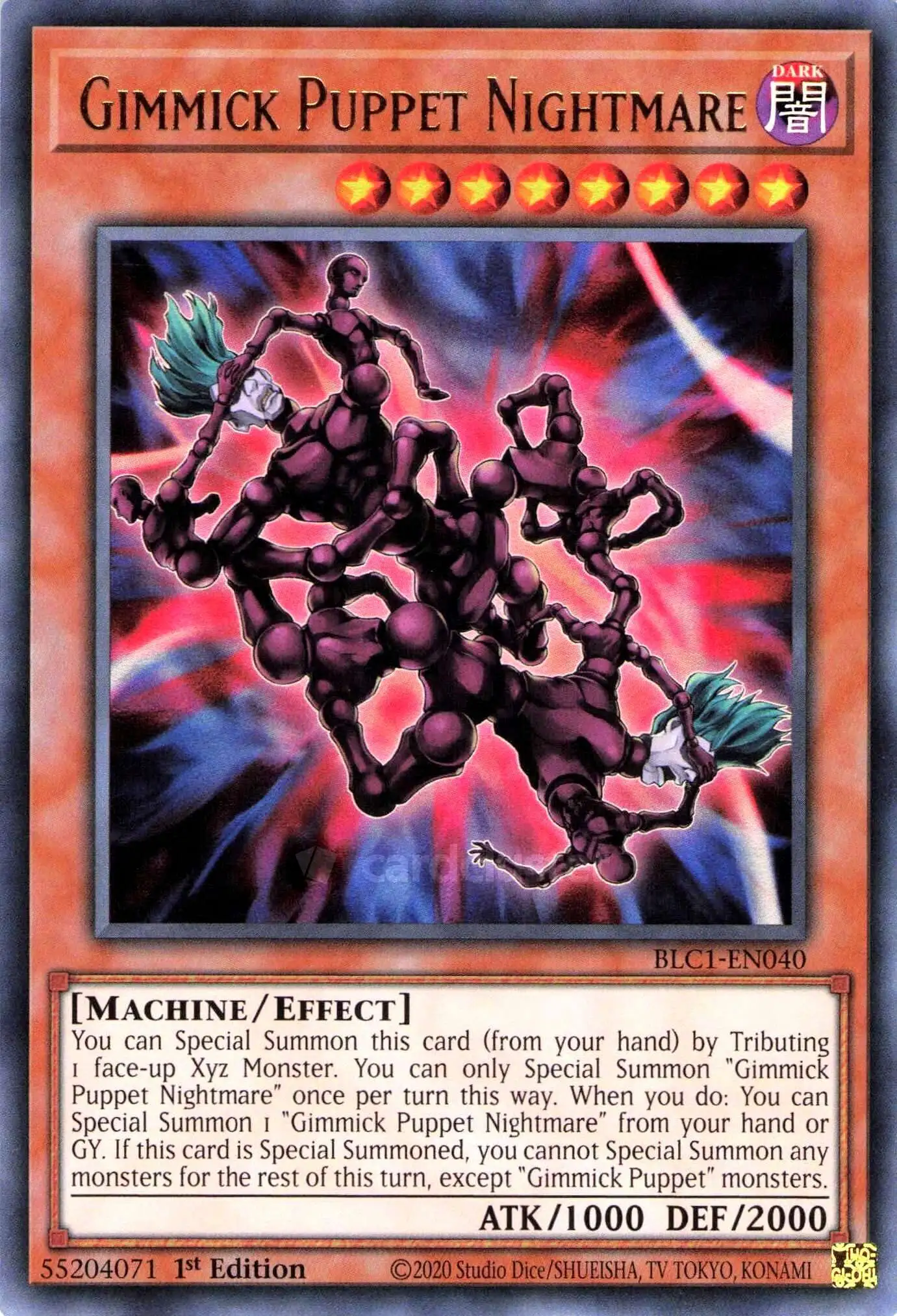 yugioh card game name YuGiOh Trading Card Game Battles of Legend: Chapter 1 Ultra Rare Gimmick  Puppet Nightmare BLC1-EN040 [Gold Name Version]