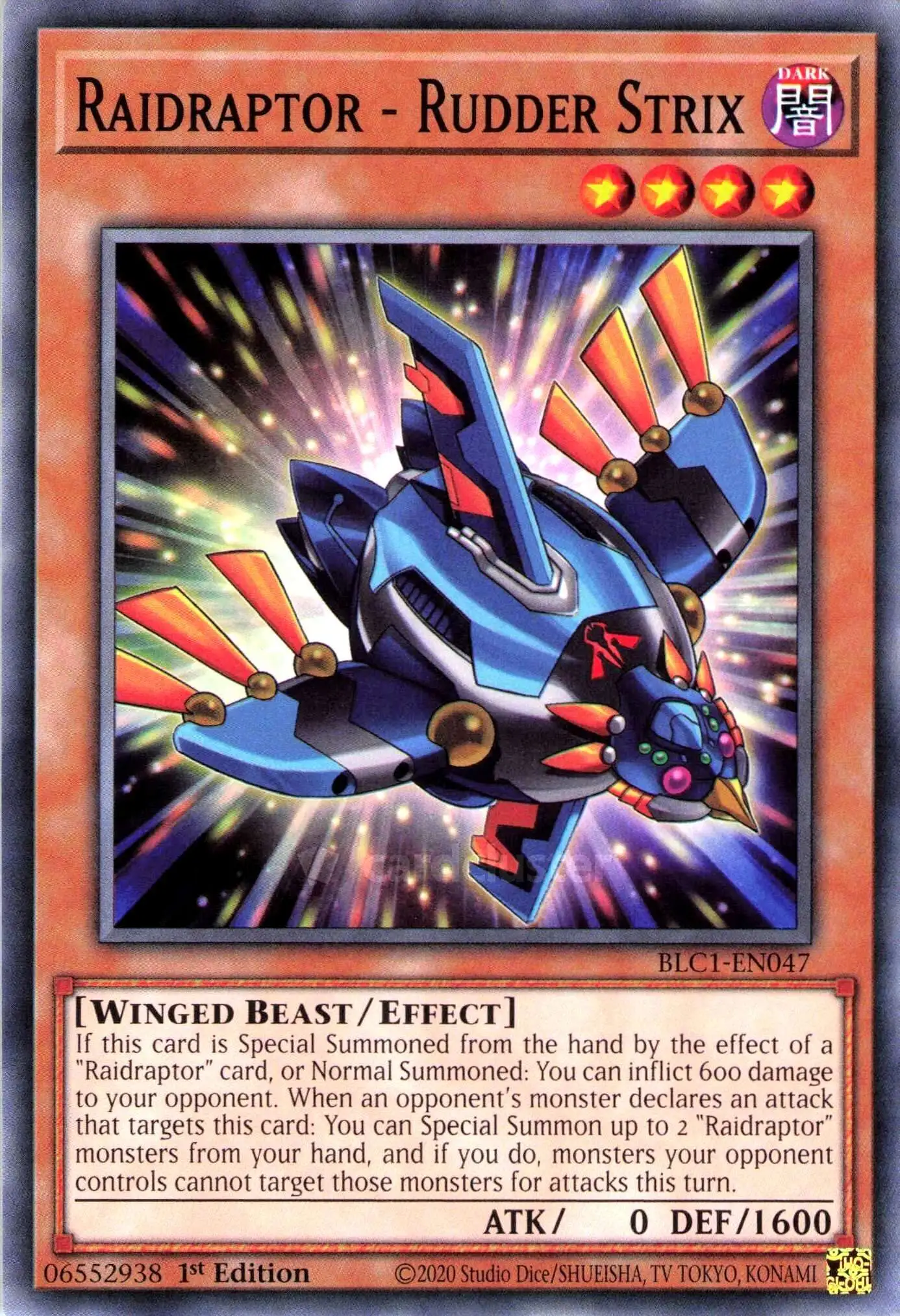 YuGiOh Trading Card Game Battles of Legend: Chapter 1 Common Raidraptor - Rudder Strix BLC1-EN047
