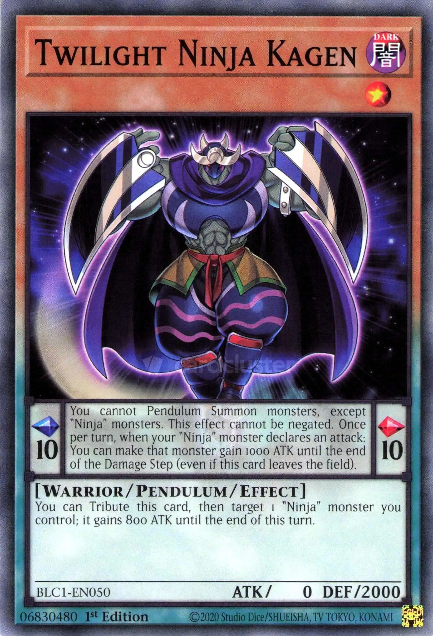 YuGiOh Trading Card Game Battles of Legend: Chapter 1 Common Twilight Ninja Kagen BLC1-EN050