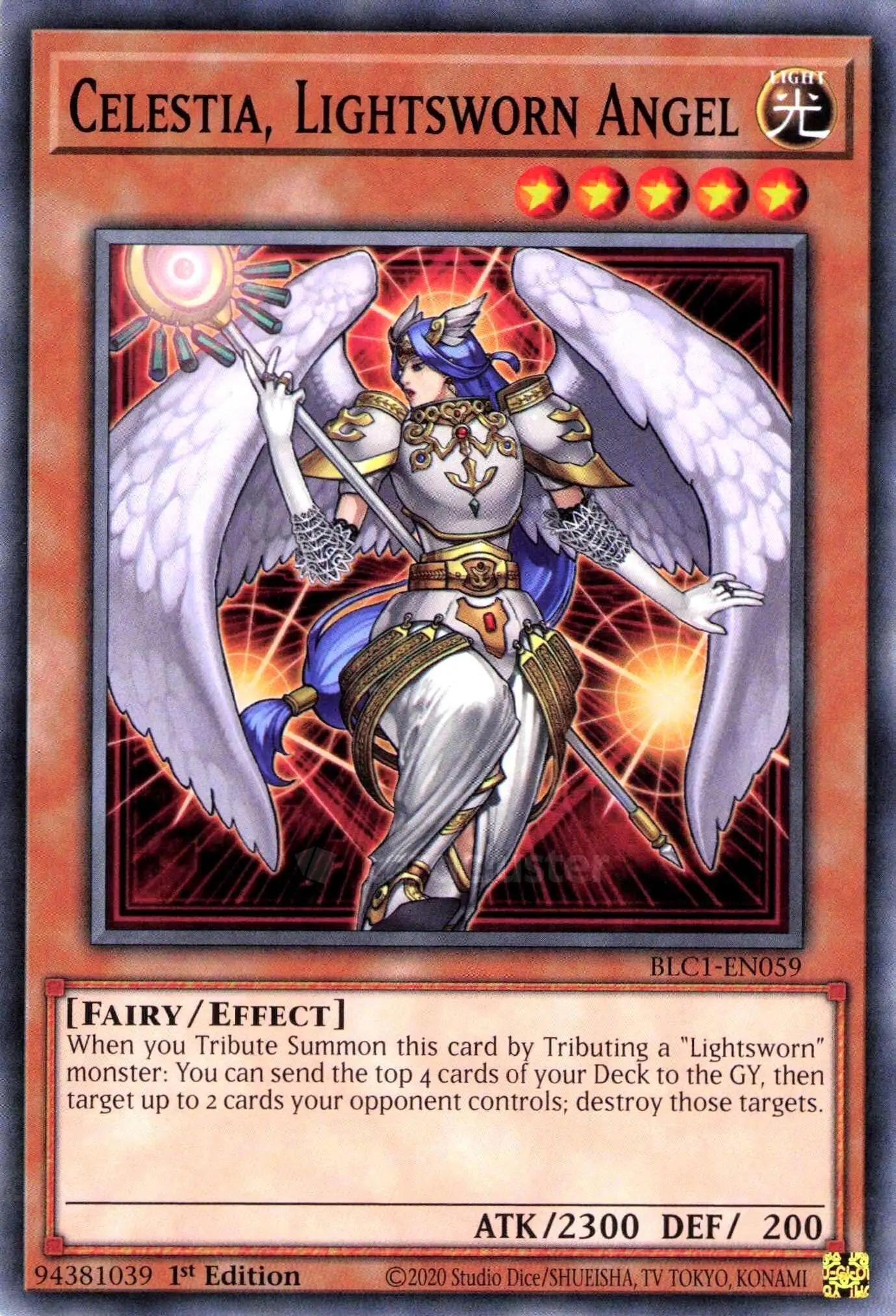 YuGiOh Trading Card Game Battles of Legend: Chapter 1 Common Celestia, Lightsworn Angel BLC1-EN059