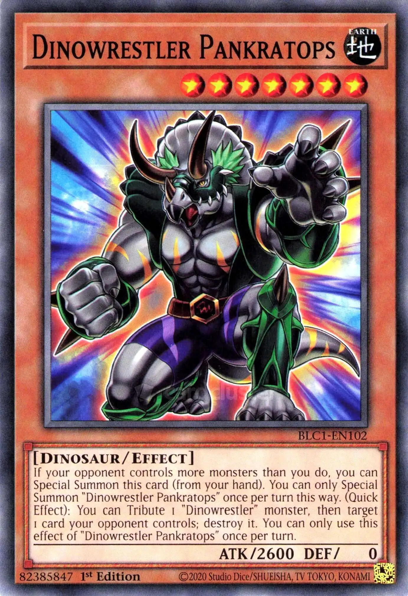 YuGiOh Trading Card Game Battles of Legend: Chapter 1 Common Dinowrestler Pankratops BLC1-EN102