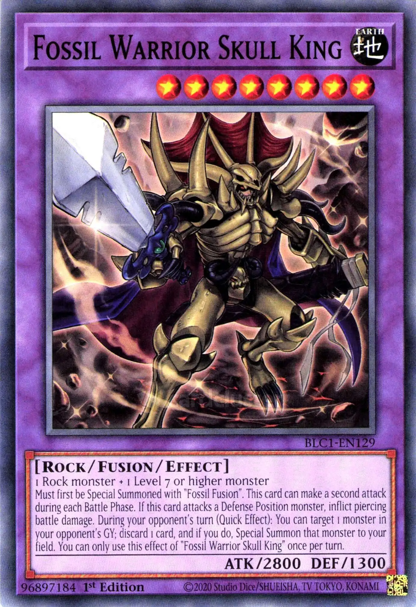 YuGiOh Trading Card Game Battles of Legend: Chapter 1 Common Fossil Warrior Skull King BLC1-EN129