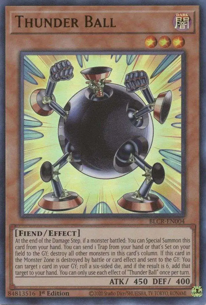 YuGiOh Battles of Legend Crystal Revenge Ultra Rare Thunder Ball BLCR-EN004