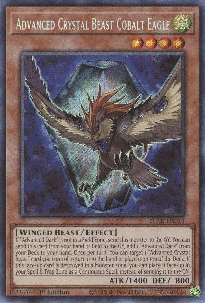 YuGiOh Battles of Legend Crystal Revenge Secret Rare Advanced Crystal Beast Cobalt Eagle BLCR-EN015