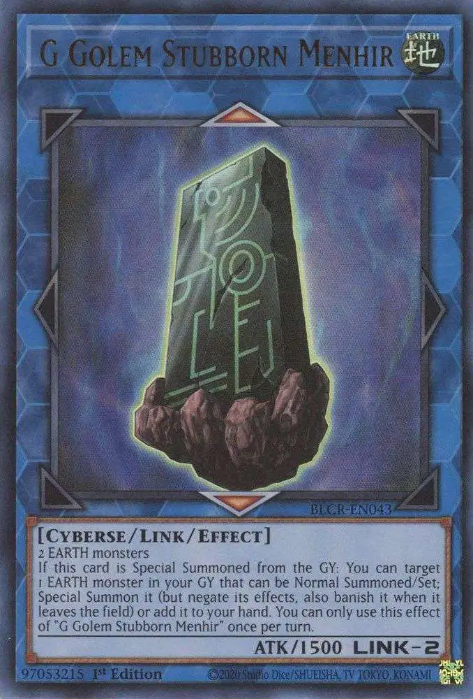 YuGiOh Battles of Legend Crystal Revenge Ultra Rare G Golem Stubborn Menhir BLCR-EN043