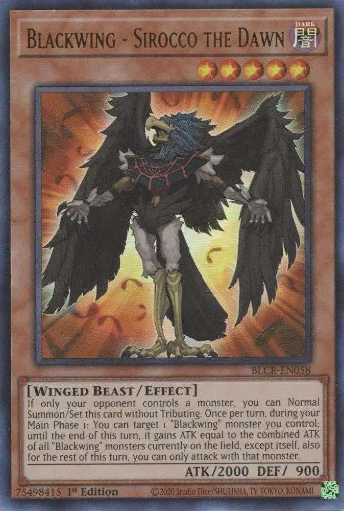 YuGiOh Battles of Legend Crystal Revenge Ultra Rare Blackwing - Sirocco the Dawn BLCR-EN058