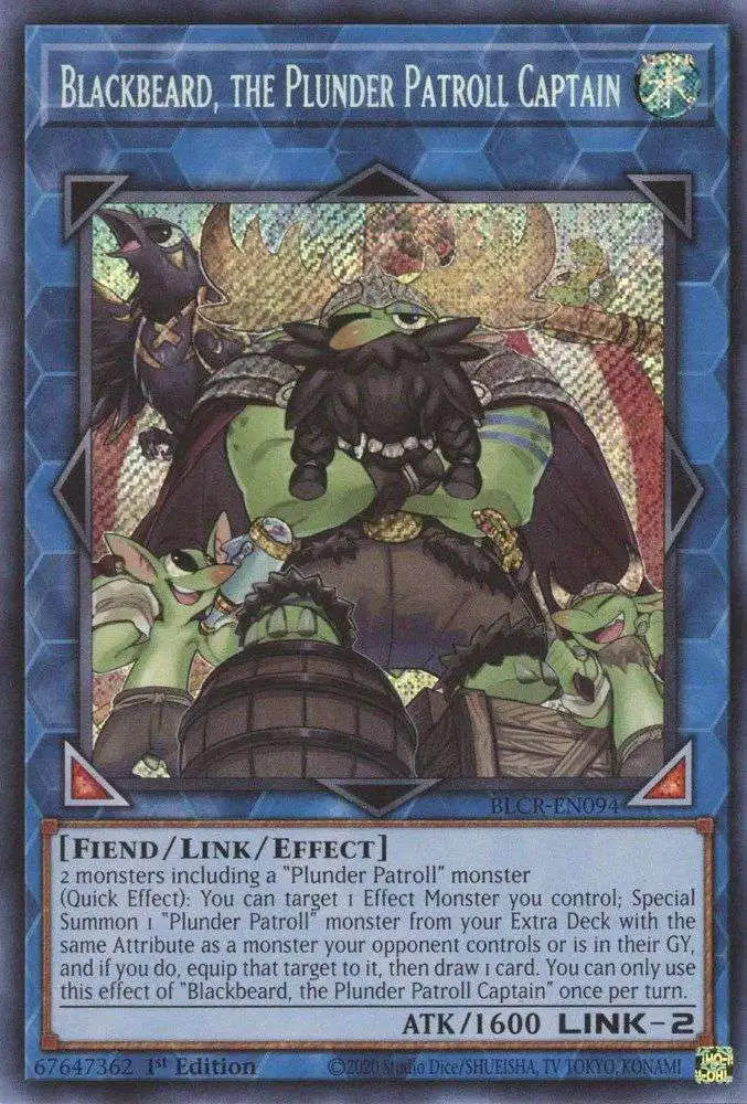 YuGiOh Battles of Legend Crystal Revenge Single Card Secret Rare  Blackbeard, the Plunder Patroll Captain BLCR-EN094 - ToyWiz