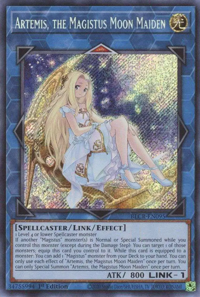 YuGiOh Battles of Legend Crystal Revenge Secret Rare Artemis, the Magistus Moon Maiden BLCR-EN095