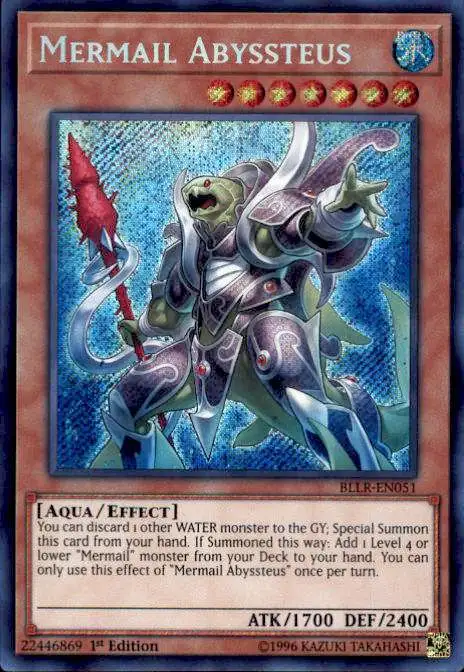 YuGiOh Battles of Legend: Light's Revenge Secret Rare Mermail Abyssteus BLLR-EN051