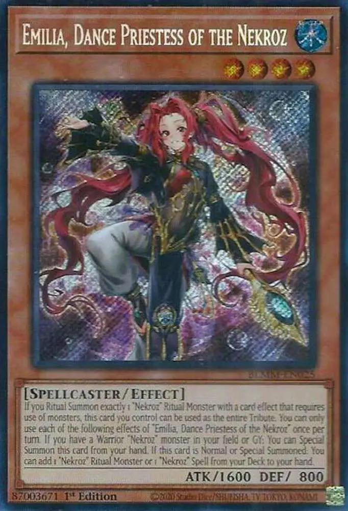 YuGiOh Trading Card Game Battles of Legend: Monster Mayhem Secret Rare Emilia, Dance Priestess of the Nekroz BLMM-EN025