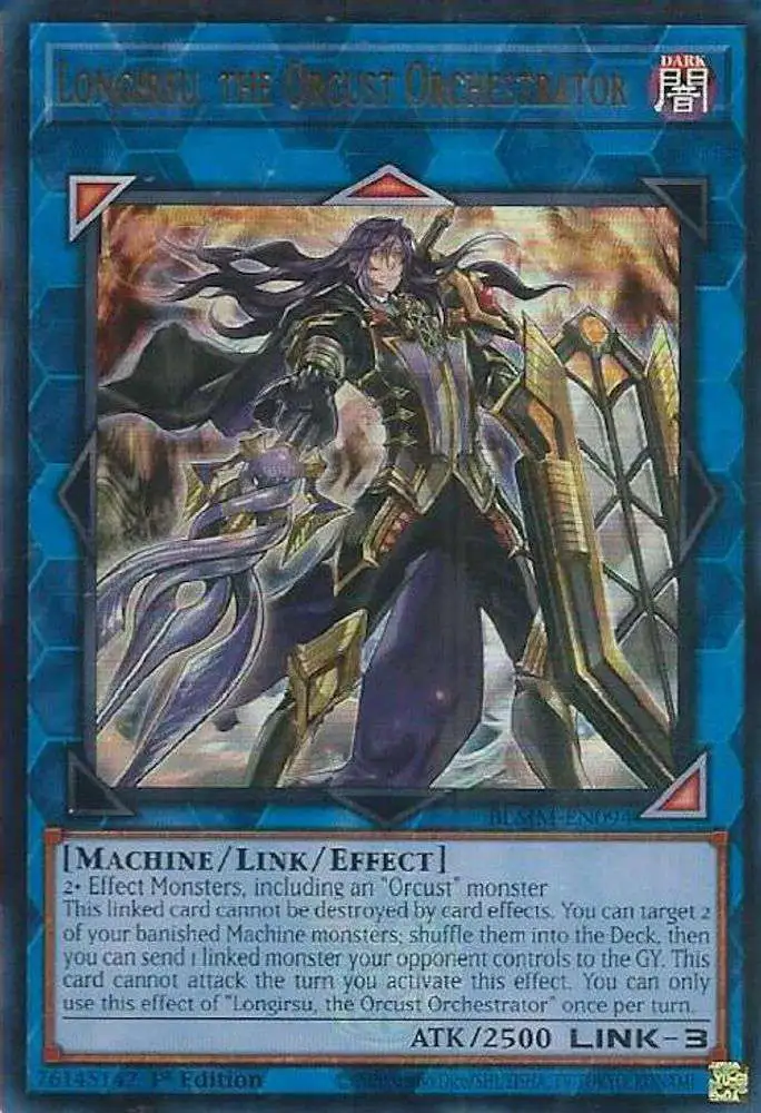 YuGiOh Trading Card Game Battles of Legend: Monster Mayhem Ultra Rare Longirsu, the Orcust Orchestrator BLMM-EN094