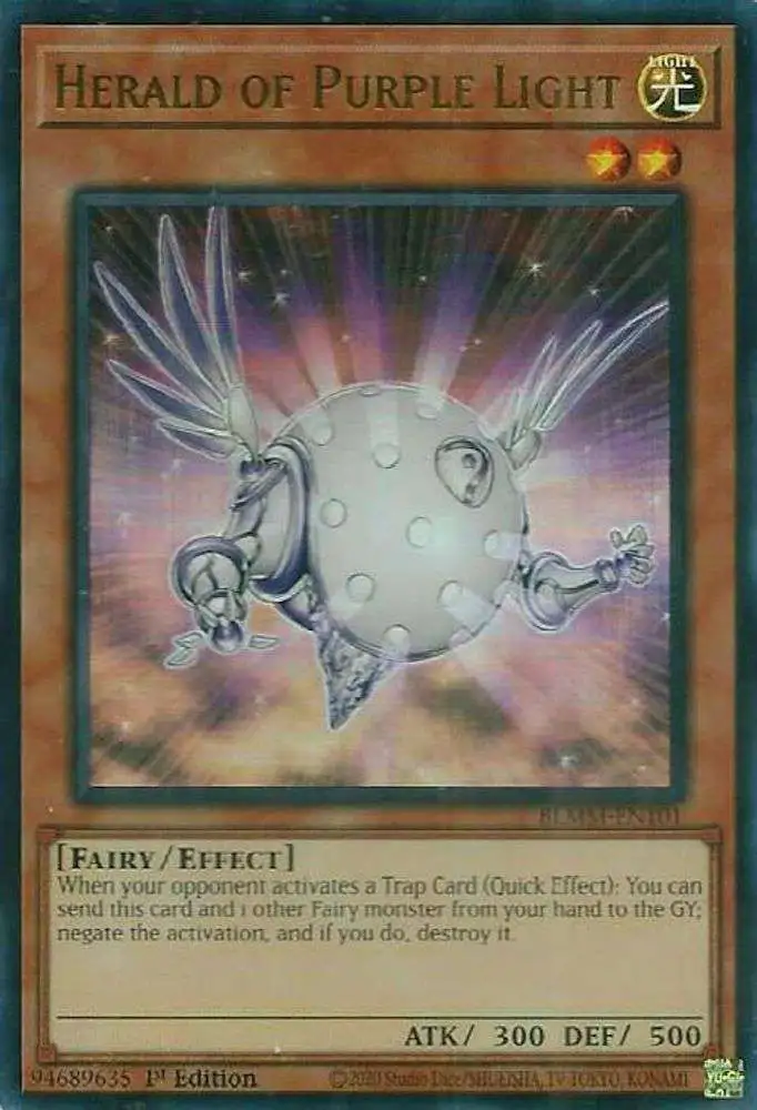 YuGiOh Trading Card Game Battles of Legend Monster Mayhem Single Card Ultra Rare Herald of Purple Light BLMM-EN101 - ToyWiz YuGiOh Trading Card Game Battles of Legend Monster Mayhem Single Card Ultra Rare Herald of Purple Light BLMM-EN101 - ToyWiz