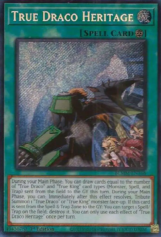 YuGiOh Trading Card Game Battles of Legend: Monster Mayhem Secret Rare True Draco Heritage BLMM-EN168 YuGiOh Trading Card Game Battles of Legend: Monster Mayhem Secret Rare True Draco Heritage BLMM-EN168