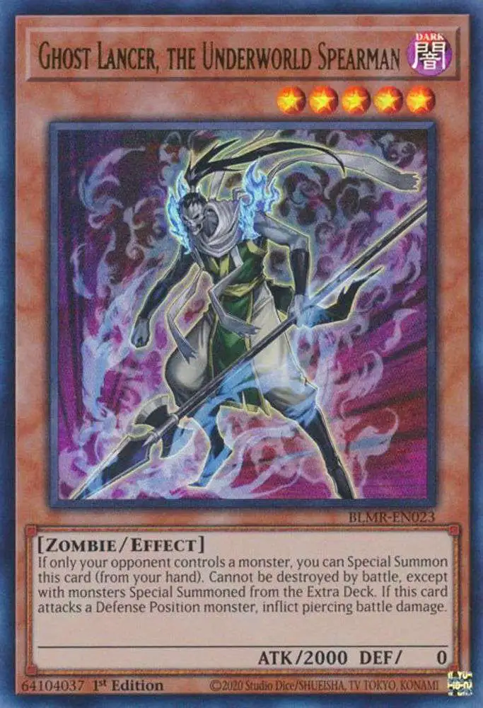YuGiOh Trading Card Game Battles of Legend: Monstrous Revenge Ultra Rare Ghost Lancer, the Underworld Spearman BLMR-EN023