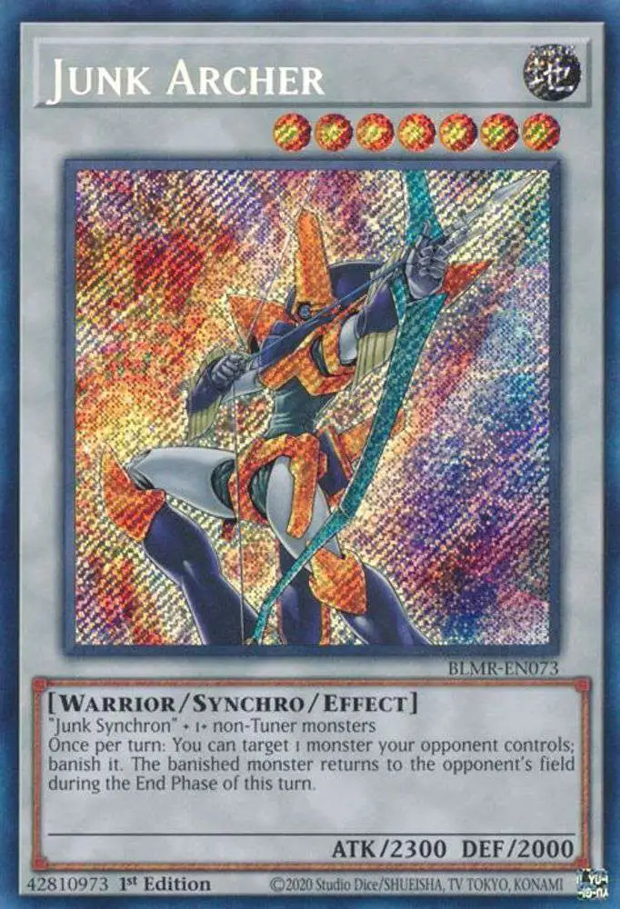 YuGiOh Trading Card Game Battles of Legend: Monstrous Revenge Secret Rare Junk Archer BLMR-EN073