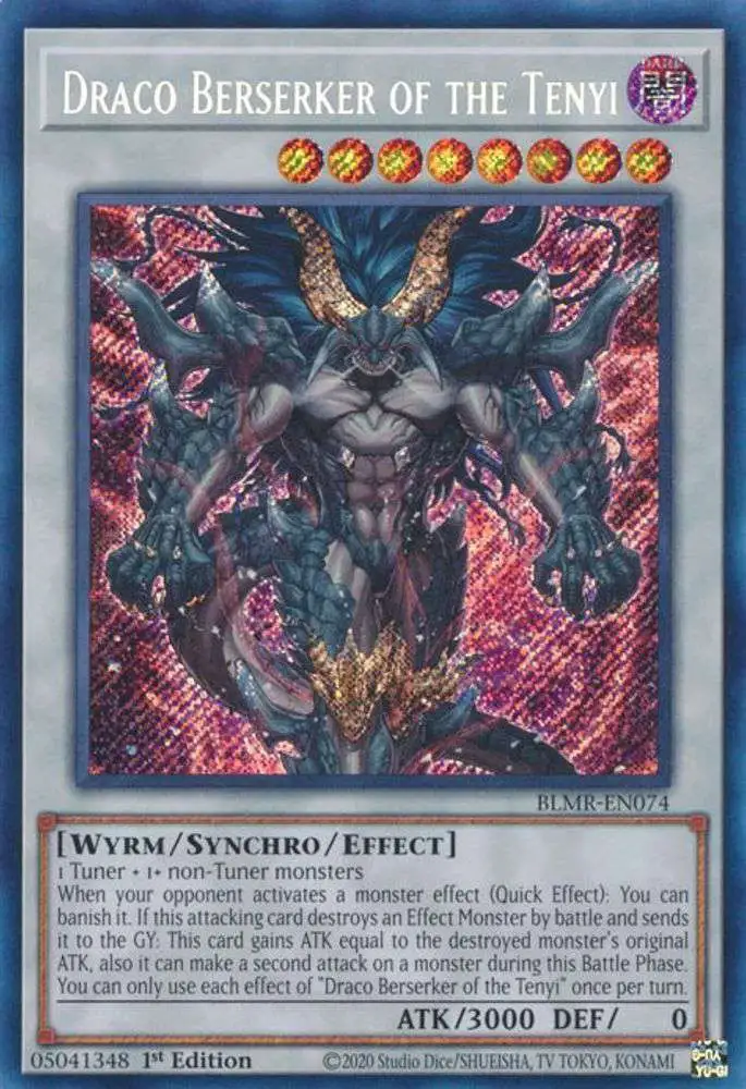 YuGiOh Trading Card Game Battles of Legend Monstrous Revenge Single Card  Secret Rare Draco Berserker of the Tenyi BLMR-EN074 - ToyWiz