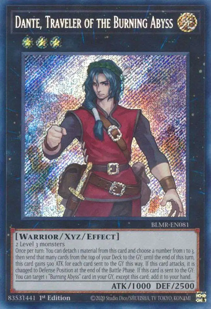 YuGiOh Trading Card Game Battles of Legend: Monstrous Revenge Secret Rare Dante, Traveler of the Burning Abyss BLMR-EN081