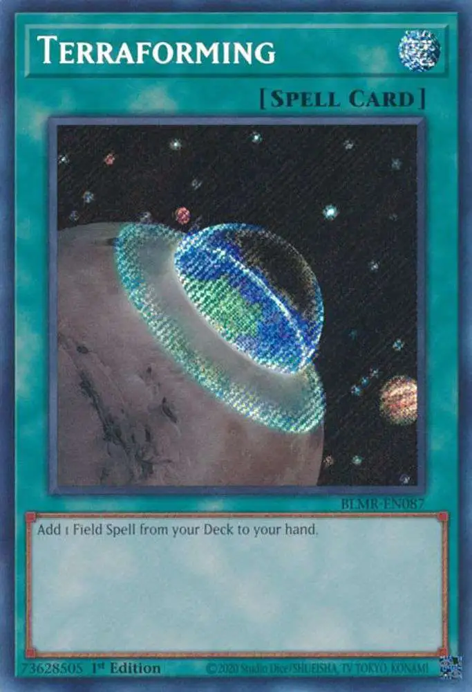 YuGiOh Trading Card Game Battles of Legend: Monstrous Revenge Secret Rare Terraforming BLMR-EN087