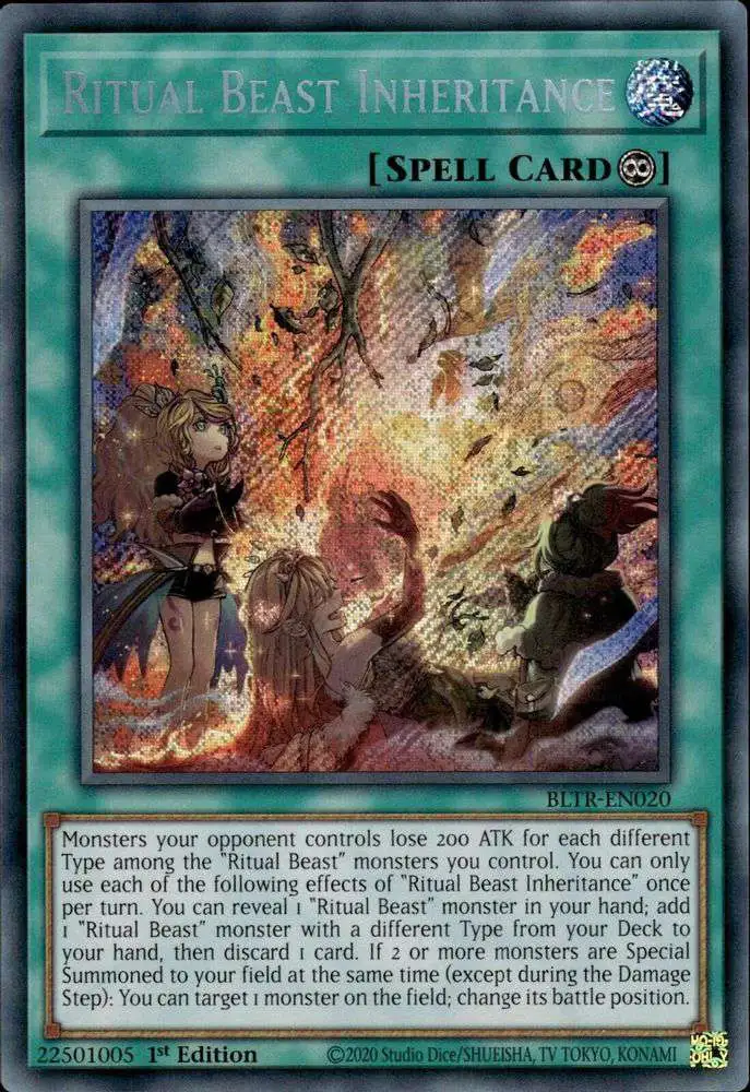 YuGiOh Trading Card Game Battles of Legend: Terminal Revenge Secret Rare Ritual Beast Inheritance BLTR-EN020