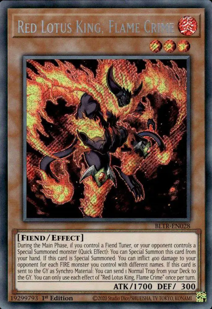 YuGiOhTradingCardGameBattlesofLegend:TerminalRevengeSecretRareRedLotusKing,FlameCrimeBLTR-EN028