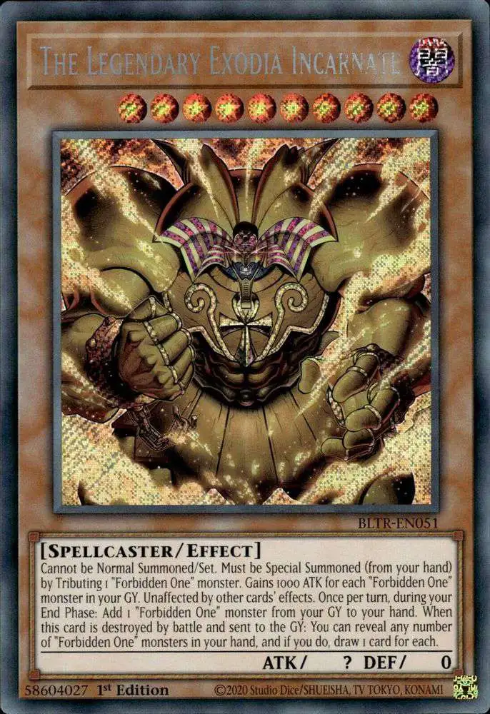 YuGiOh Trading Card Game Battles of Legend: Terminal Revenge Secret Rare The Legendary Exodia Incarnate BLTR-EN051