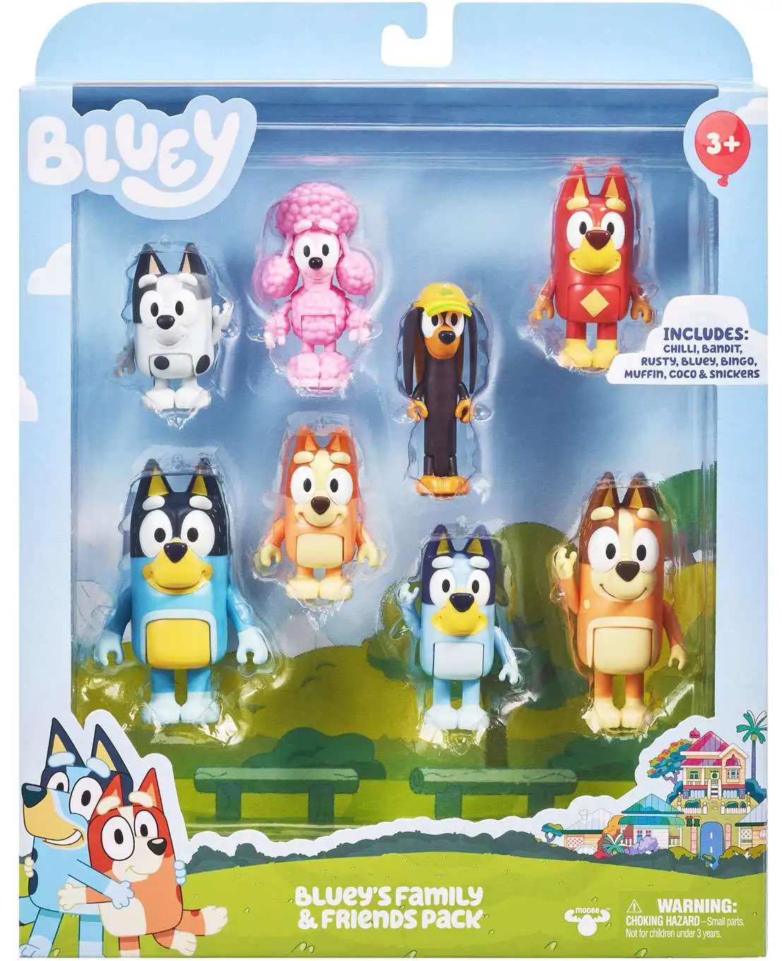 Bluey's Family & Friends Mini Figure 8-Pack [Chilli, Bandit, Rusty, Bluey, Bingo, Muffin Coco & Snickers, Damaged Package]