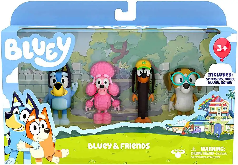 BLUEY FAMILY AND FRIENDS 4 & 8 Figure Pack CHILLI BANDIT COCO SNICKERS Dog 