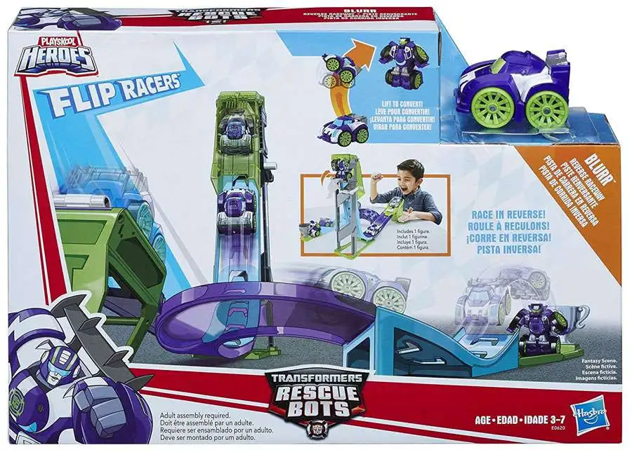 Transformers Playskool Heroes Rescue Bots Blurr Reverse Raceway Playset