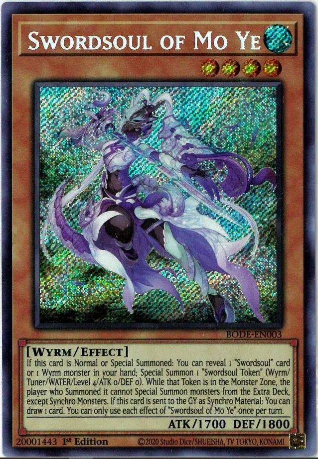 YuGiOh Trading Card Game Burst of Destiny Secret Rare Swordsoul of Mo Ye BODE-EN003