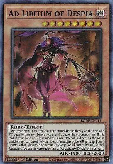 YuGiOh Trading Card Game Burst of Destiny Super Rare Ad Libitum of Despia BODE-EN011