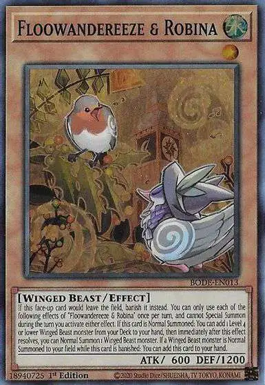 YuGiOh Trading Card Game Burst of Destiny Super Rare Floowandereeze & Robina BODE-EN013