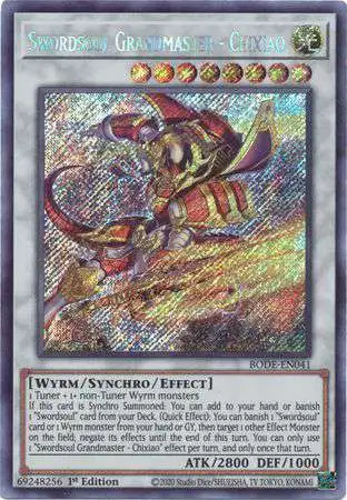 YuGiOh Trading Card Game Burst of Destiny Secret Rare Swordsoul Grandmaster  - Chixiao BODE-EN041