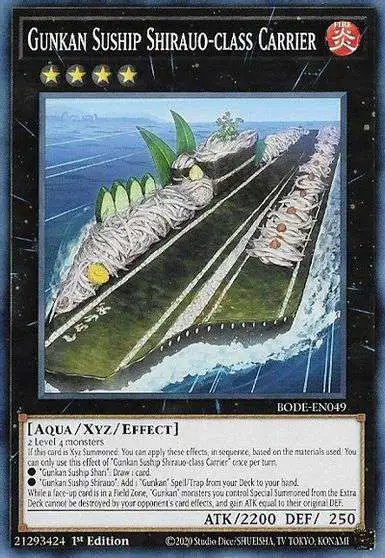 YuGiOh Trading Card Game Burst of Destiny Common Gunkan Suship Shirauo-class Carrier BODE-EN049