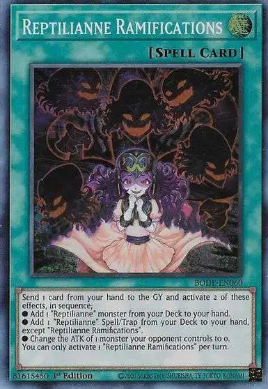 YuGiOh Trading Card Game Burst of Destiny Super Rare Reptilianne Ramifications BODE-EN060
