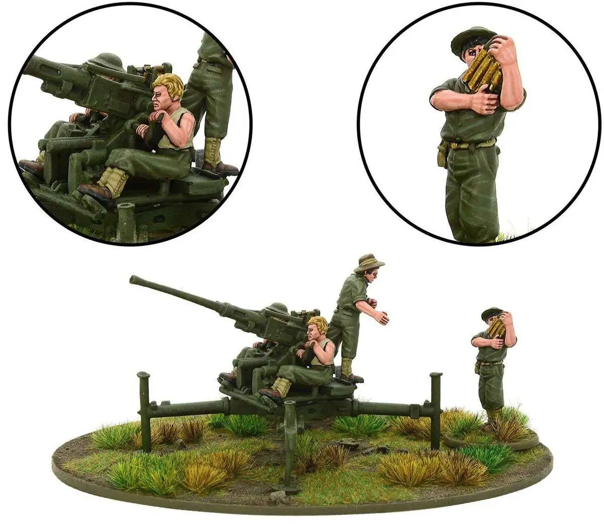 Bolt Action WWII Wargame Allies Australian 40mm Bofors AA Gun (Pacific) Miniatures