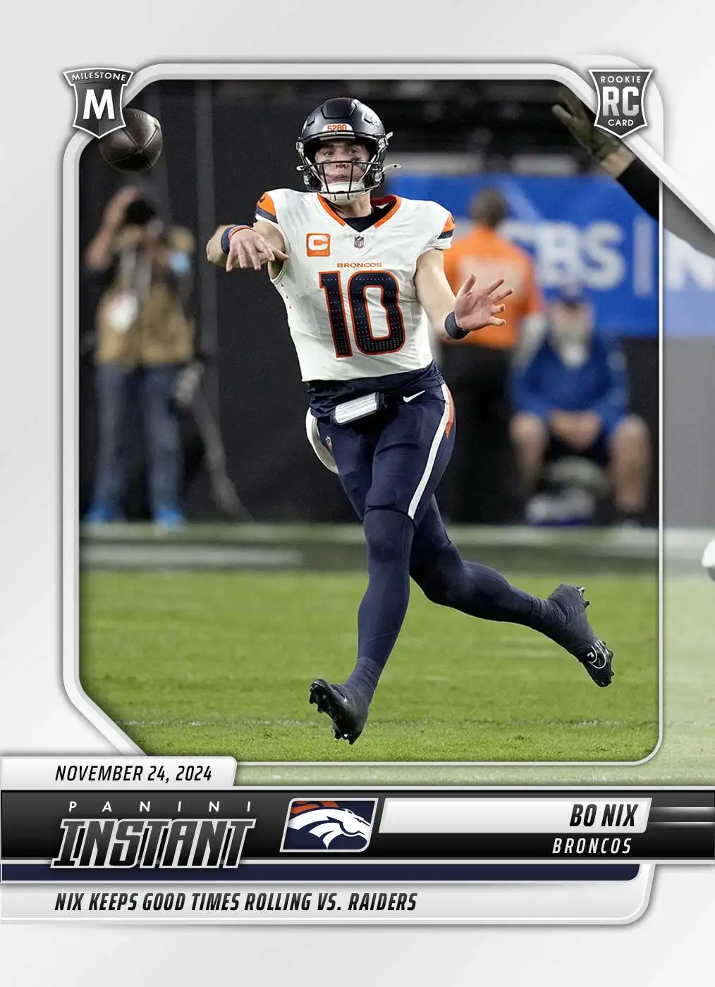 NFL Denver Broncos 2024 Instant Football Bo Nix #173 [Rookie, Keeps Good Times Rollig]