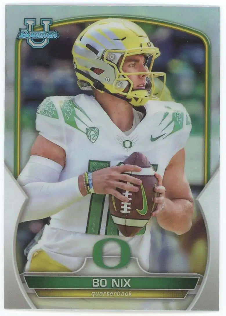 NFL Topps 2022 Bowman Chrome University Football Refractor Bo Nix #61