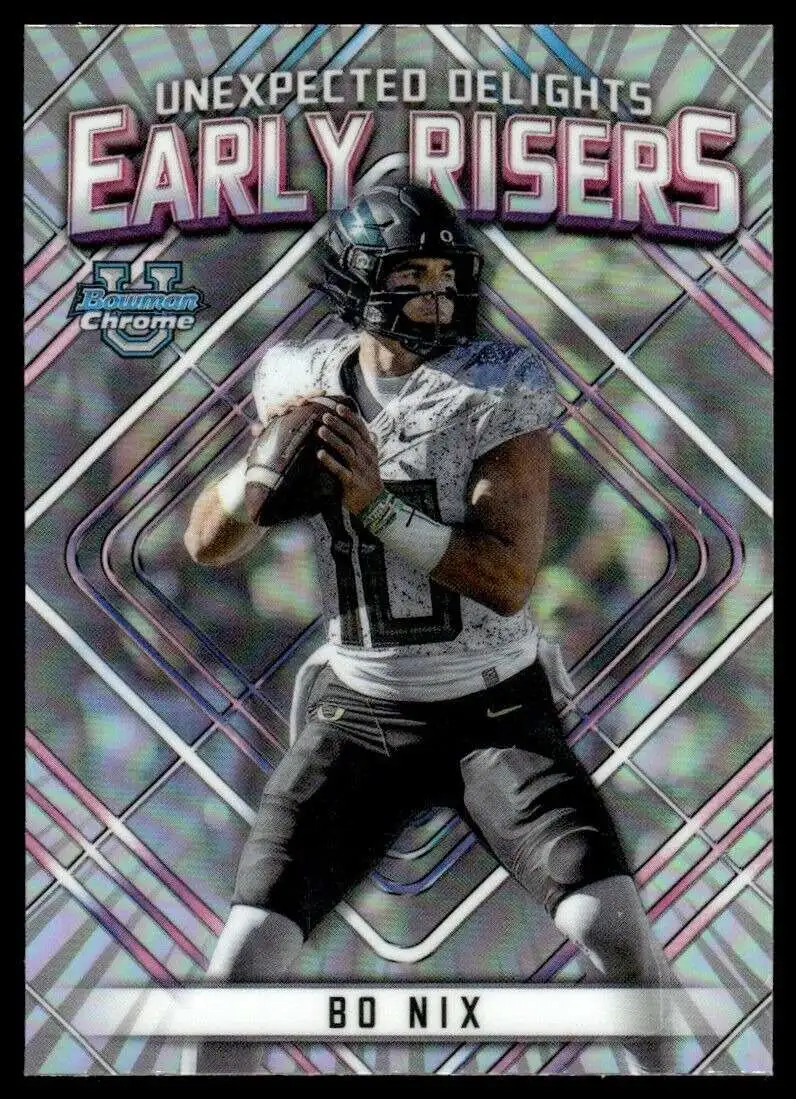 NFL Topps 2023 Bowman Chrome University Football Early Risers Bo Nix ER-9