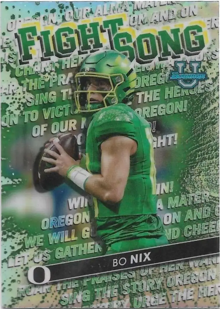 NFL Topps 2022 Bowman Chrome University Football Fight Song Bo Nix FS-14