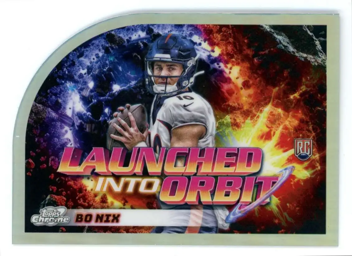NFL Topps 2024 Chrome Cosmic Football Launched Into Orbit Bo Nix LIO-6 [Rookie]